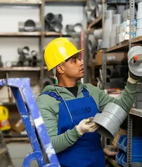 Plumber working on a commercial plumbing system
