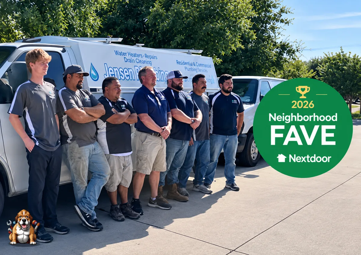 Jensen Plumbing crew and company vehicles