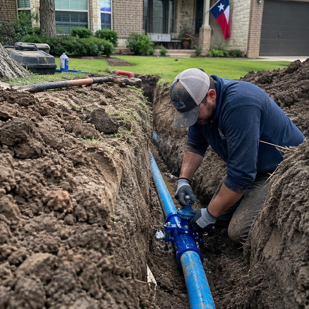 Water Line Repair & Repiping by Jensen Plumbing in Denton County, TX